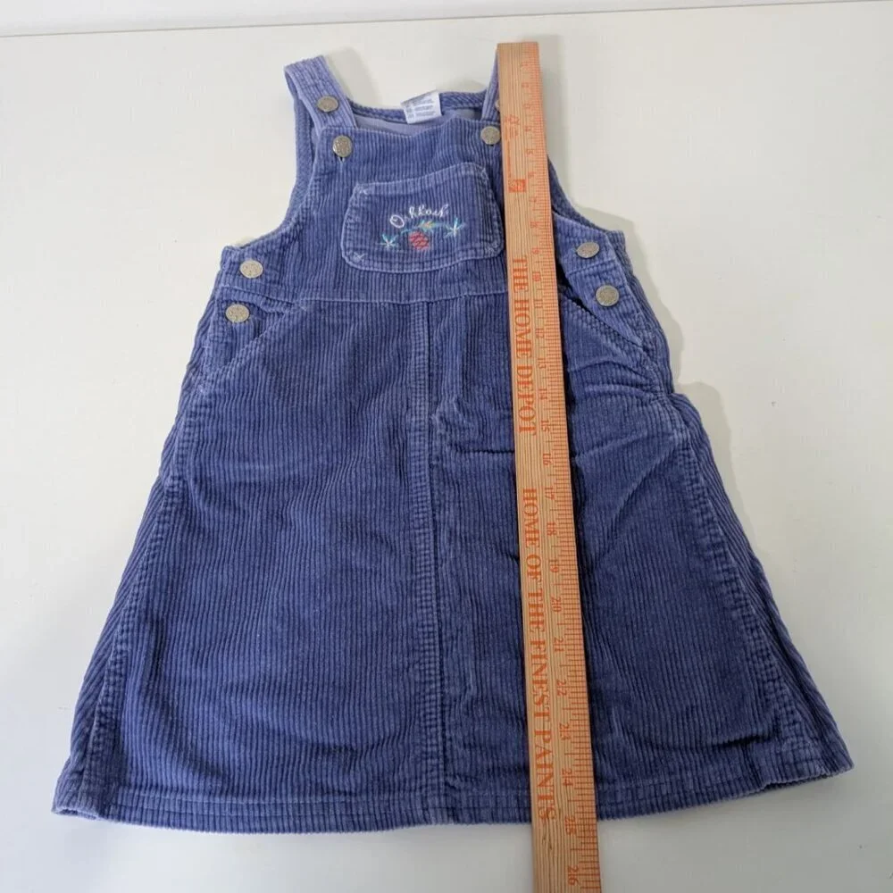 Vintage Oshkosh Bgosh Corduroy Overall Dress Girls Size 6X Purple Made in USA